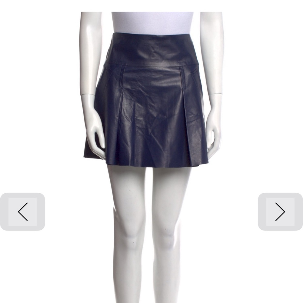 Vince Navy Lamb Leather Skater Skirt
